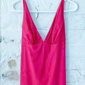 Lazaro Hot Pink Long Mesh Prom Dress